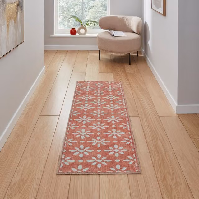 Terrys Orange Geometric Modern Flat Weave Polyester Table Runner