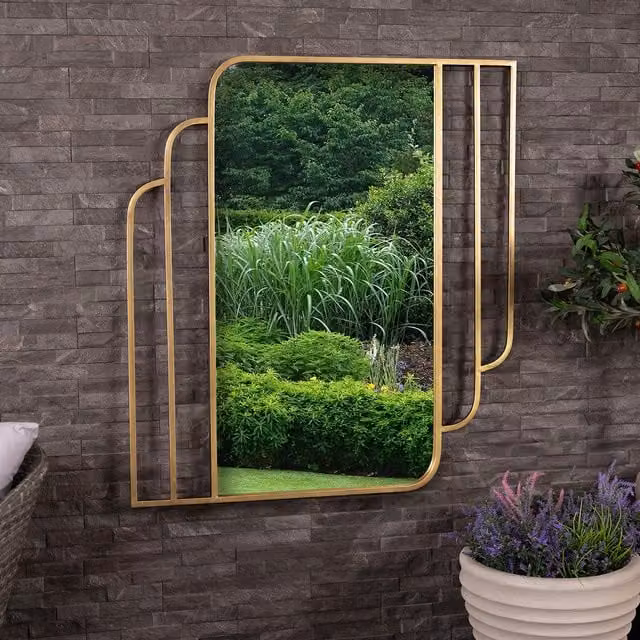 Charles Bentley Prague Rectangular Weather Resistant Wall Mirror in Gold