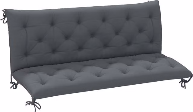Outsunny 3 Seater Outdoor Bench Cushion with Back and Ties, Dark Grey, W: 150 cm, H: 98 cm