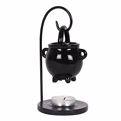 Something Different Spirit of Equinox Hanging Cauldron Pagan Oil Burner, Black, W/D/H: 20 x 12 x 12 cm