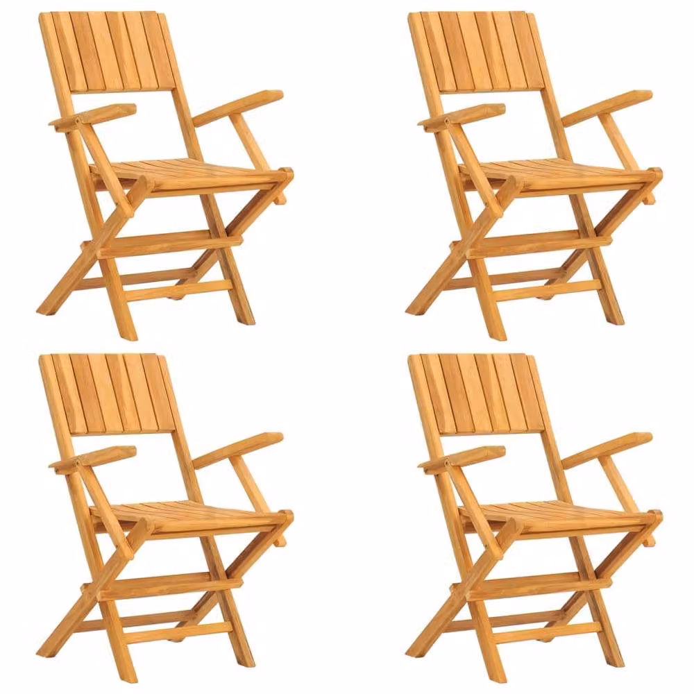Berkfield Home 5 Piece Classic Garden Dining Set in Brown Solid Teak Wood – 3
