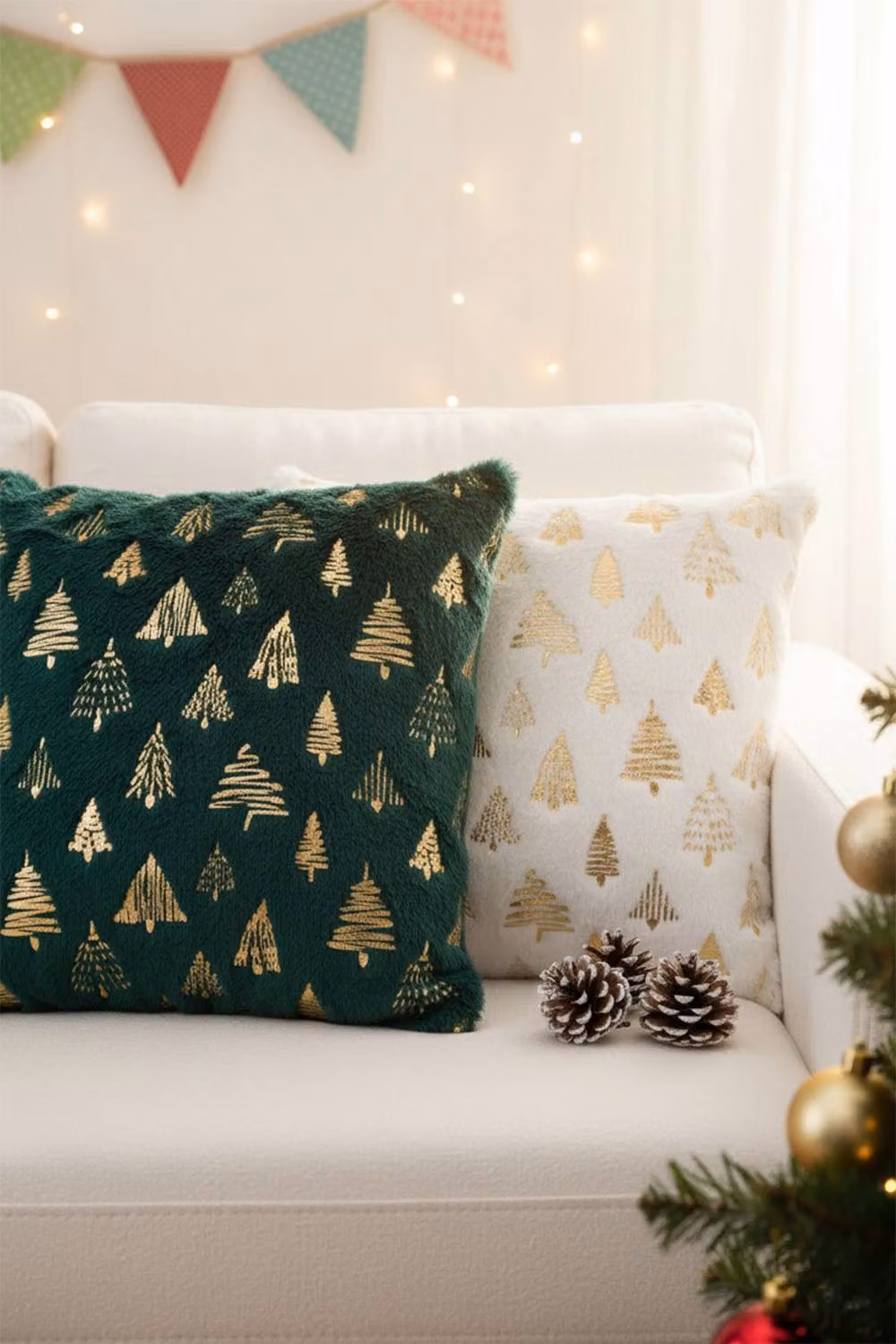 Living and Home Christmas Themed Plush Square Throw Pillows, Multicolour, W/D/H: 45 x 45 x 45 cm – 2