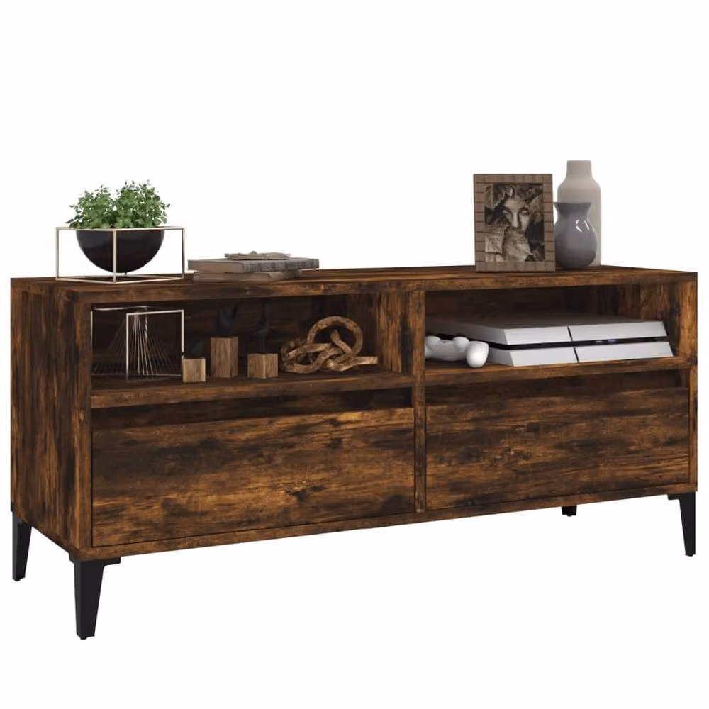 Berkfield Home Smoked Oak TV Cabinet in Brown, W/D/H: 100 x 34.5 x 44.5 cm – 3