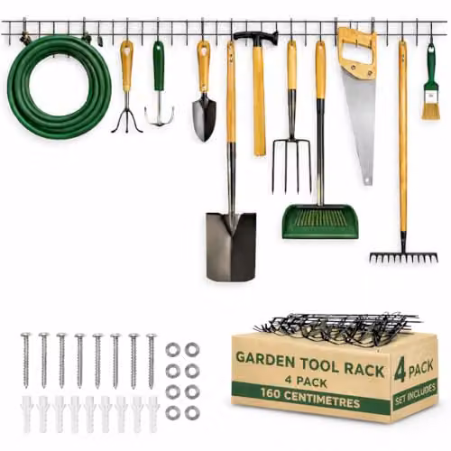 Pelle & Sol Wall-Mounted Garden Tool Storage Rack, Black, W: 160 cm, H: 40.5 cm, D: 160 cm – 3