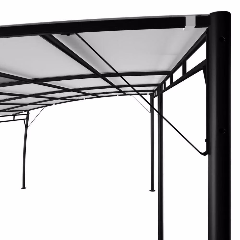 Berkfield Home Garden Sunshade Awning in Beige and White, W: 6 m, D: 3 m, H: 2.55 m – 2