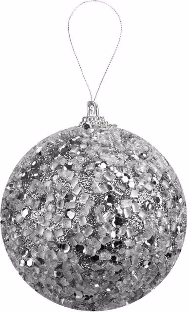 VFM e-Store Silver Christmas Hanging Bauble Decoration, H 22 cm x W 8 cm – 1