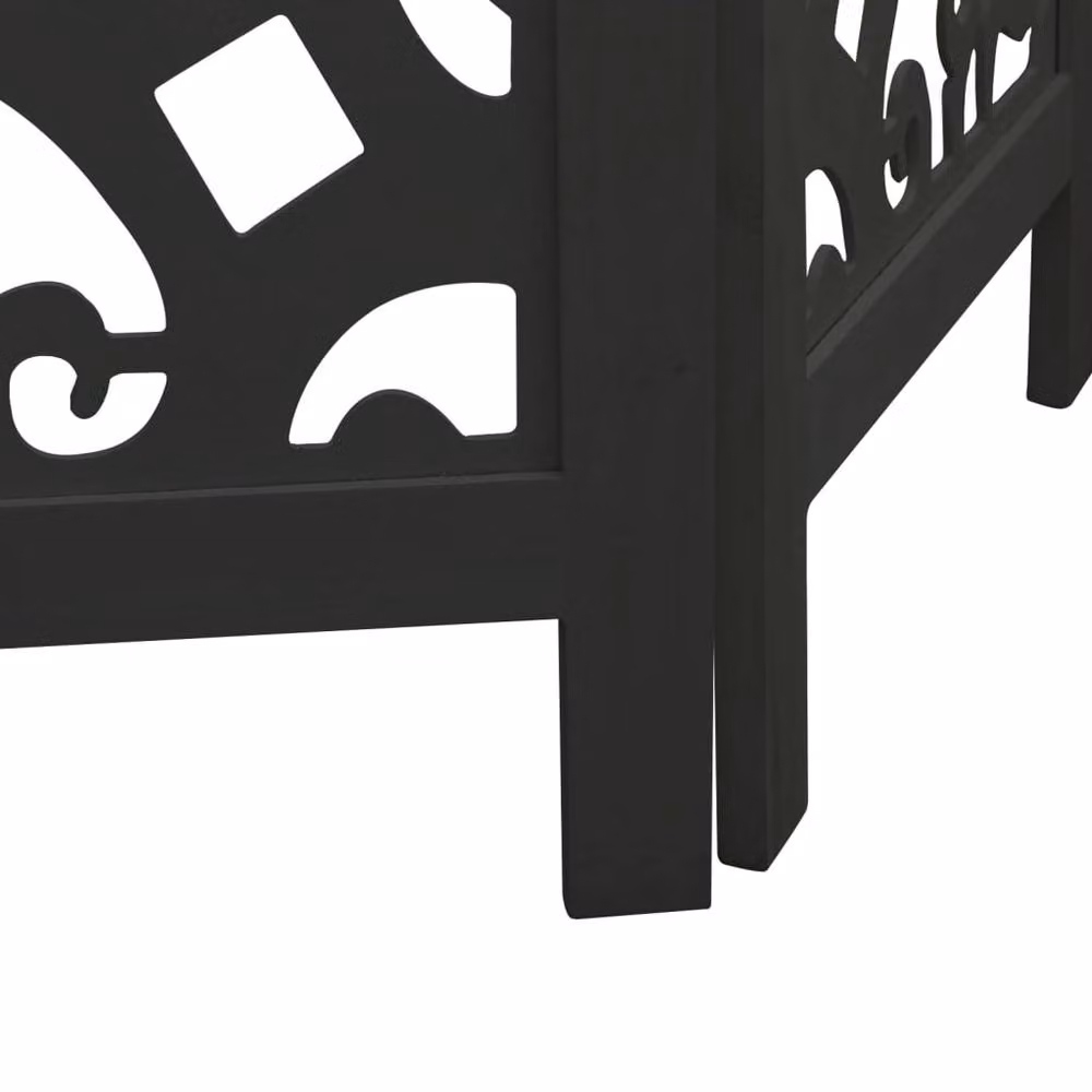 Berkfield Home 6-Panel Room Divider in Black Solid Paulownia Wood, H 215 cm x W 200 cm x D 1.6 cm – 7