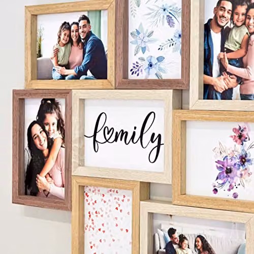 Nielsen Design Multi-Aperture Wooden Collage Photo Frame for 8 Pictures, Multicolour and Brown, with Glass Front – 3