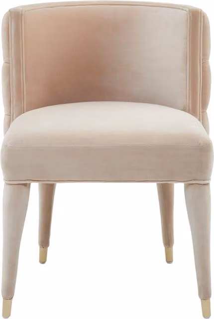 Orsina Beige Tufted Lounge Chair with Mahogany Wood Frame and Gold-Tipped Legs