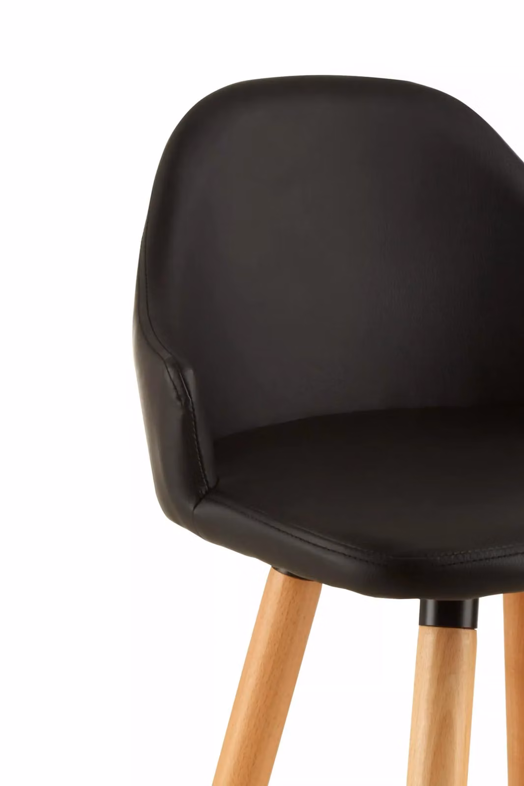 Orsina Black Faux Leather Curved Backrest Bar Stool with Beech Wood and Metal Legs – 3