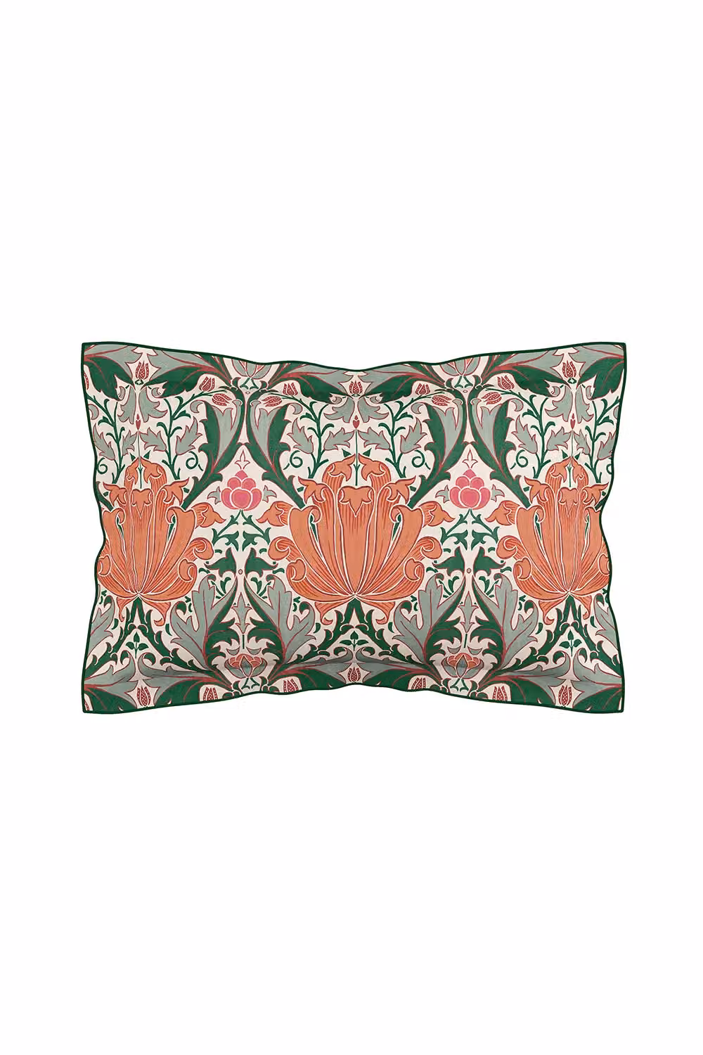 Morris & Co Helena Floral Cotton Percale Duvet Cover and Pillowcase Set, Petrol, Peach and Multicolour, W: 140 cm, L: 200 cm – 3