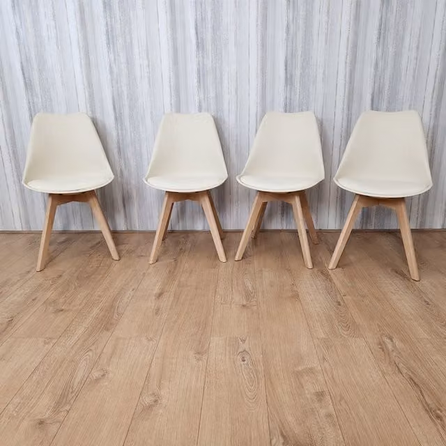 Kosy Koala Set of 4 Modern Beige Dining Chairs in Synthetic Leather