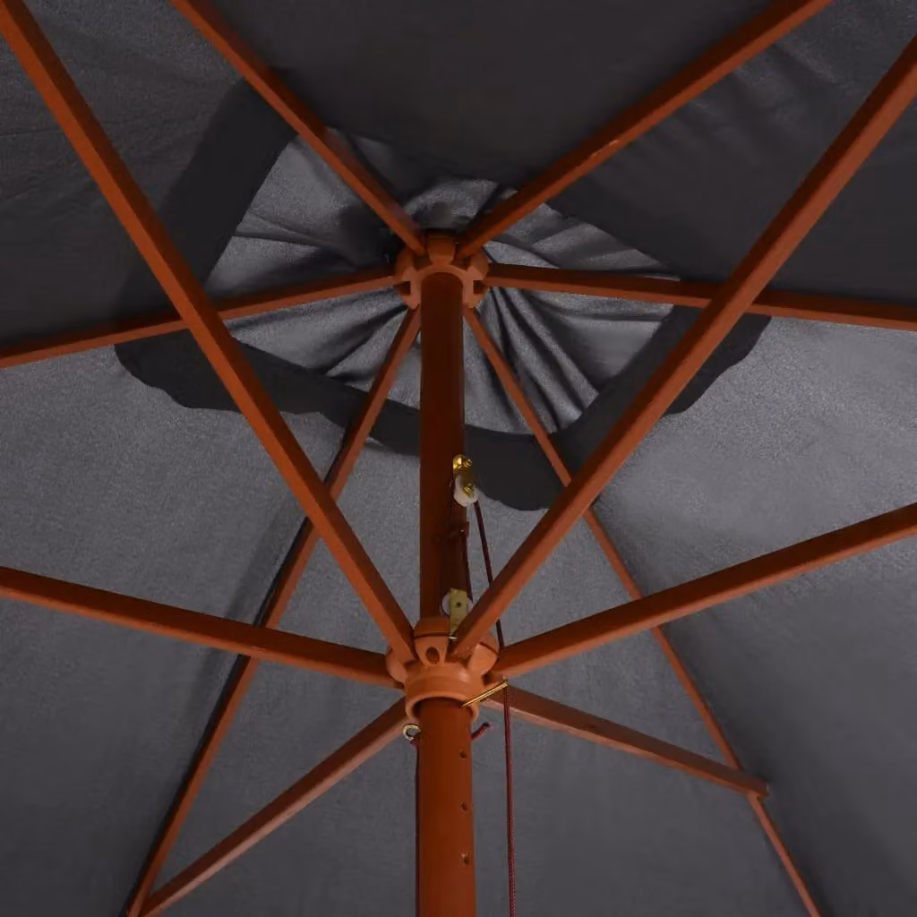 Berkfield Home Outdoor Parasol with Wooden Pole, Anthracite and Black, W/D/H: 300 x 200 x 200 cm – 3