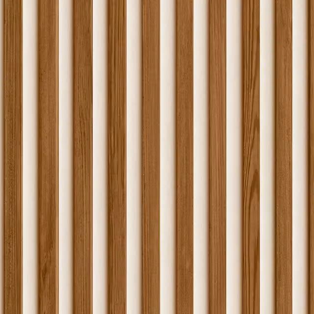 Svedia Wood Slat Panel 3D Realistic Textured Wallpaper in Walnut White and Brown Vinyl