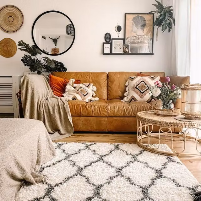 The Rug House Super Soft Scandi Trellis Shaggy Area Rug in Beige and White, W: 220 cm, D: 160 cm