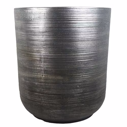 Leaf Coya Silver Ridged Extra Large Composite Plant Pot in Grey, W/D/H: 47 x 41 x 41 cm – 1