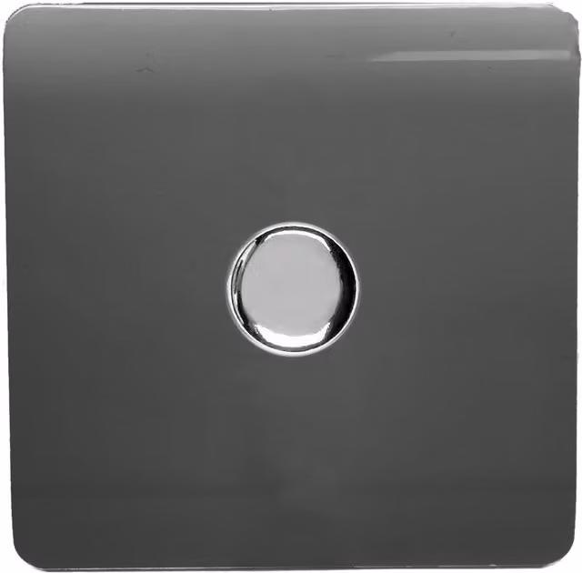 Trendi 1 Gang 2 Way 100w LED Dimmer Screwless 10 Amp Light Switch in Charcoal Grey