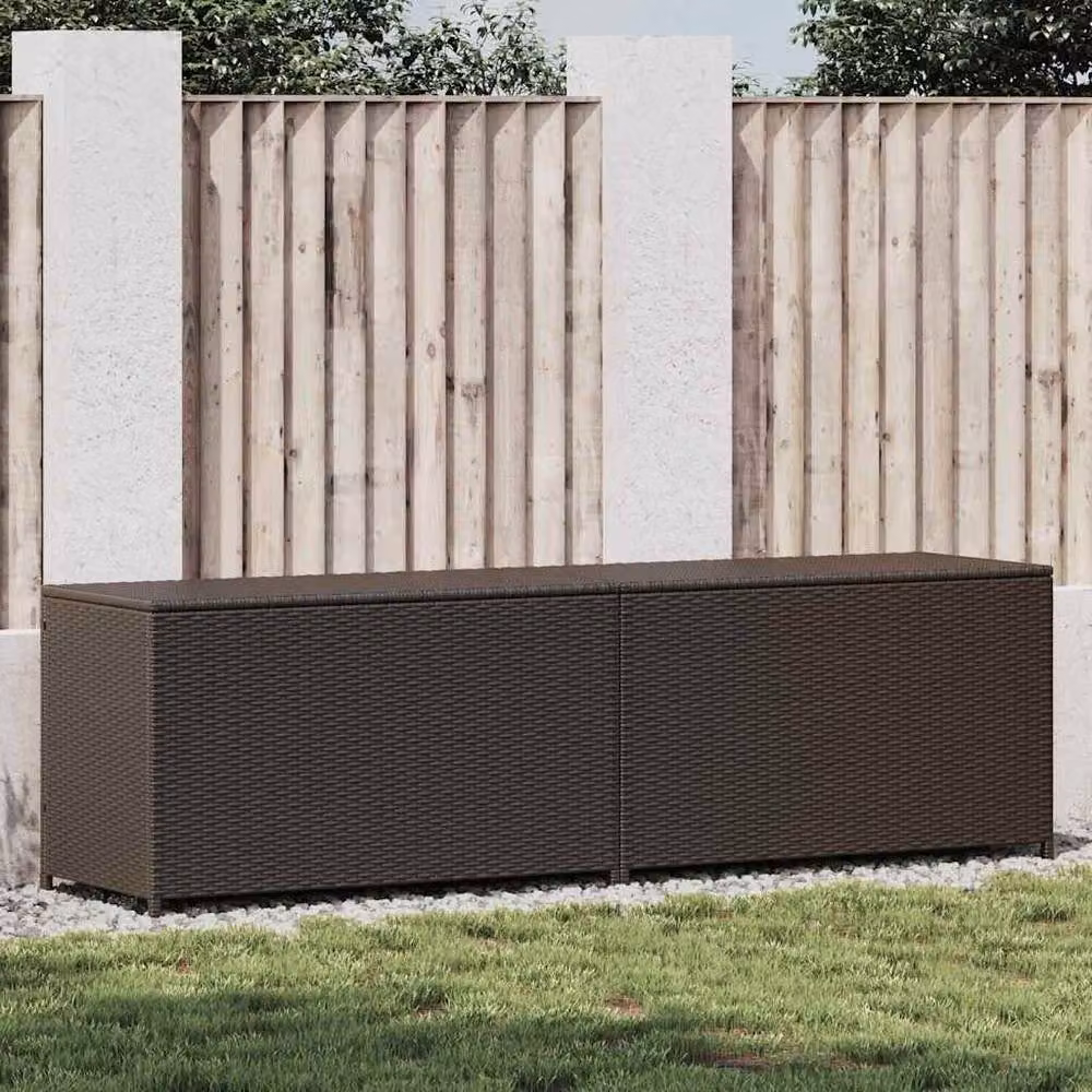 Berkfield Home Brown Poly Rattan Garden Storage Box W/D/H: 200 x 50 x 60 cm – 2