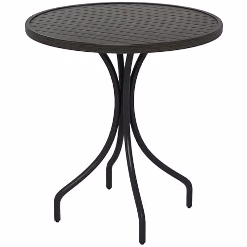 Outsunny Round Garden Side Table with Powder Coated Metal Frame, Grey, Diameter: 66 cm