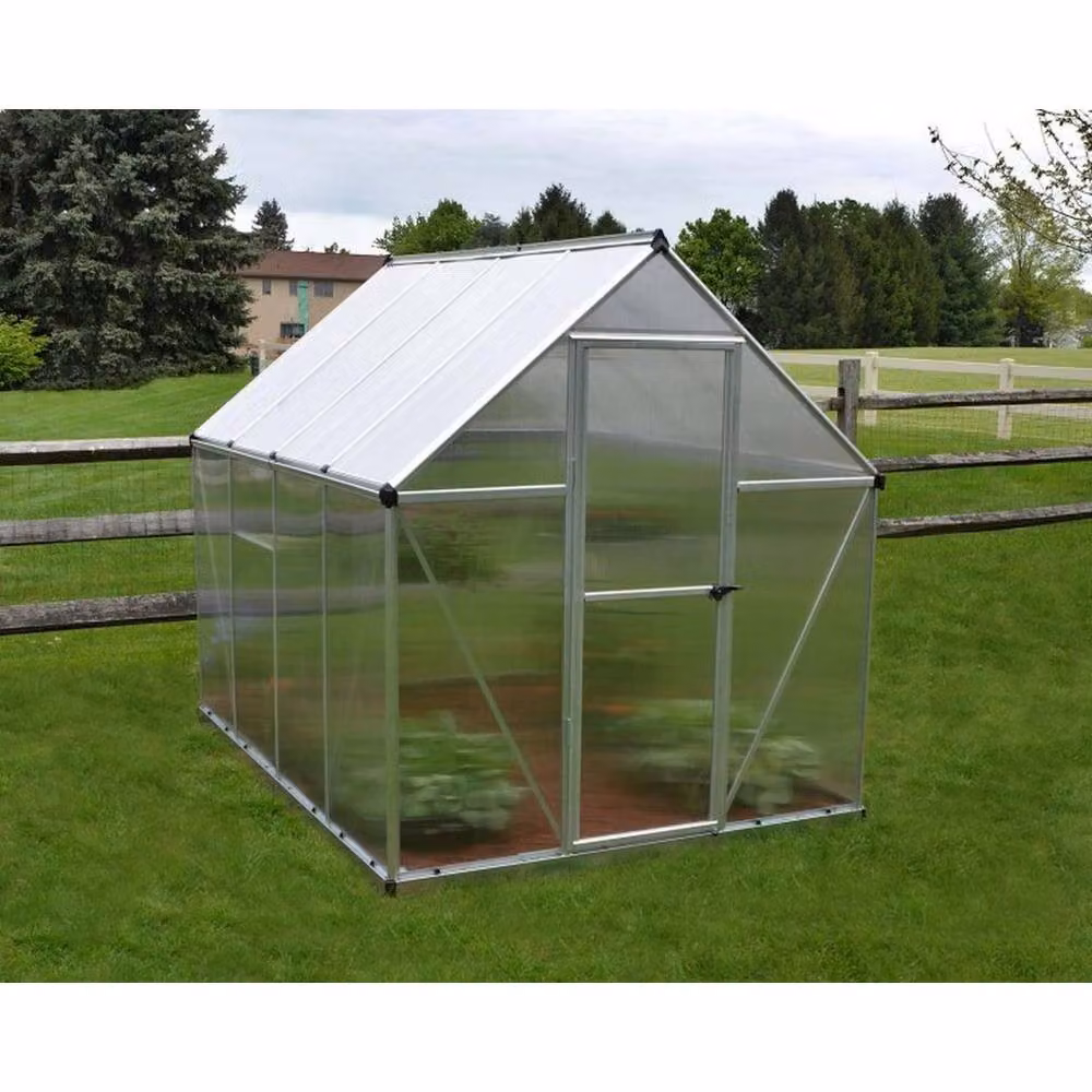 Palram Mythos Polycarbonate Greenhouse in Silver, W185 x D247 x H208 cm – 2