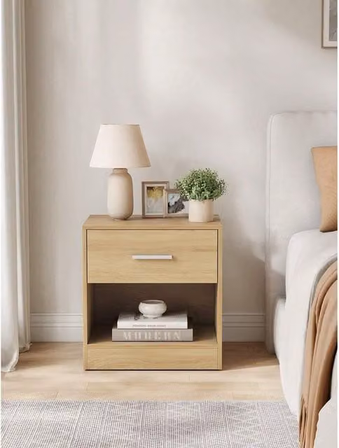 VASAGLE Modern Bedside Table with Drawer, Yellow, Width: 39 cm