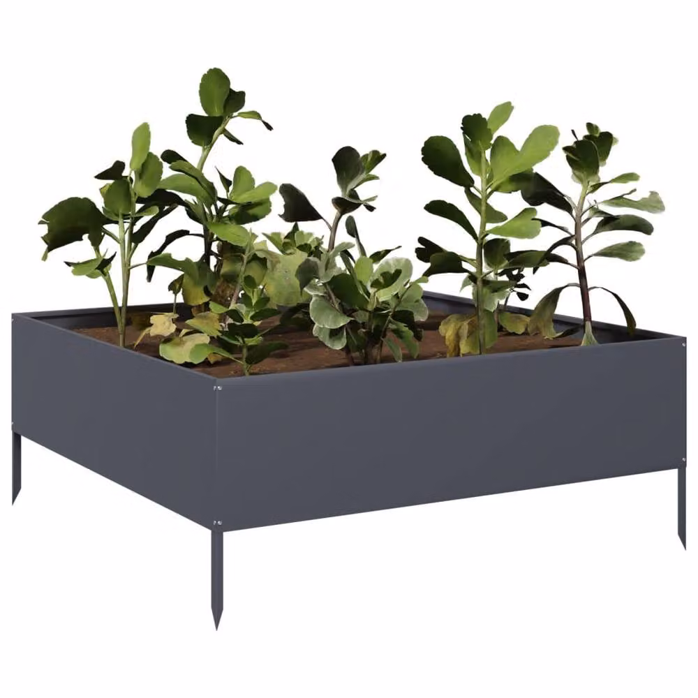 Berkfield Home Garden Steel Raised Bed in Anthracite Grey, W/D/H: 100 x 100 x 25 cm – 3