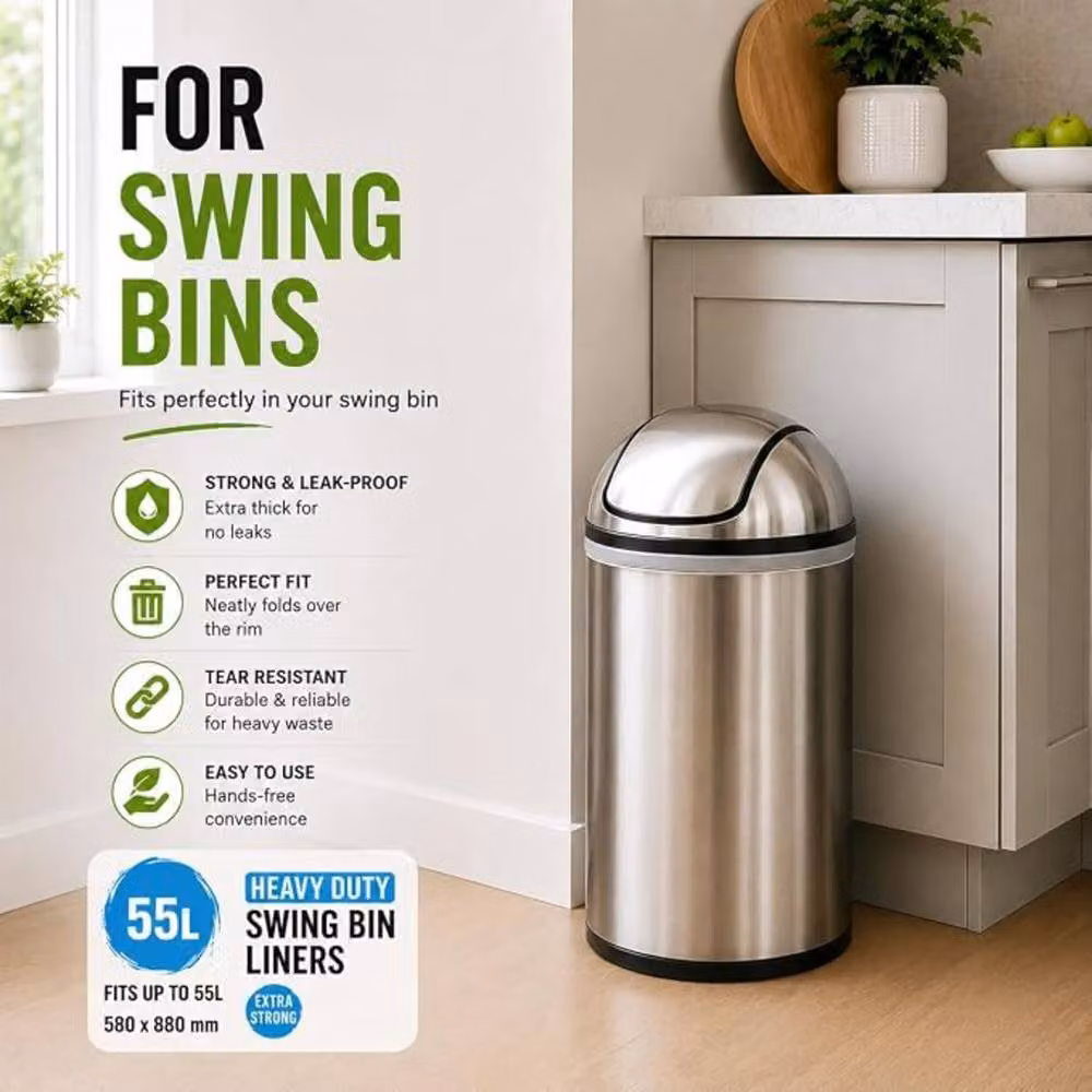 Ecobag Heavy Duty White Bin Liners, 55L, 120 Pack – 2