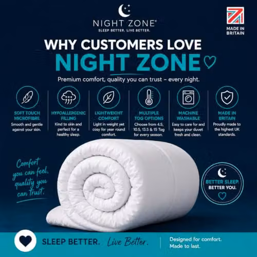 Nightzone King Size Microfibre All Season Quilt, 13.5 Tog, White – 5