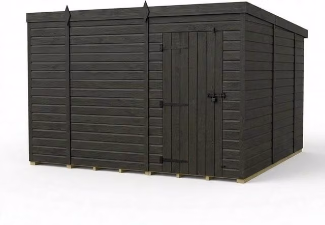 Buttercup Farm Grey Composite Pent Garden Shed with Single Door, W: 305 cm, D: 305 cm, H: 210 cm