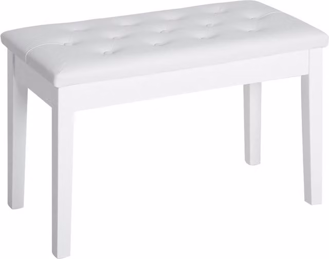 HOMCOM White PU Leather Padded Dressing Table Stool with Storage, W/D/H: 76 x 36 x 50 cm – 1