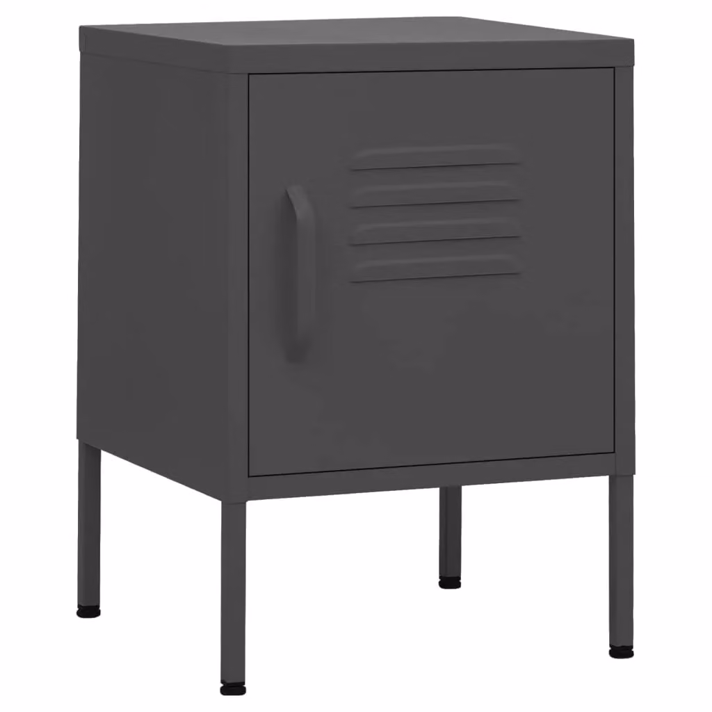 Berkfield Home Set of 2 Modern Anthracite Metal Nightstands, W/D/H: 35 x 35 x 51 cm – 2