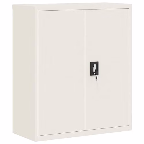 vidaXL Metal File Cabinet in White with Lock and Adjustable Shelves, W/D/H: 90 x 40 x 105 cm – 1