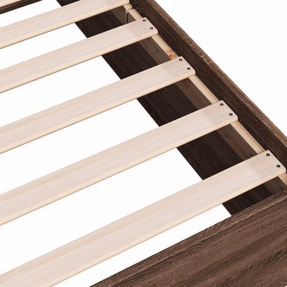 Berkfield Home Modern Bed Frame in Brown Oak, W/D/H: 100 x 200 x 35 cm – 5