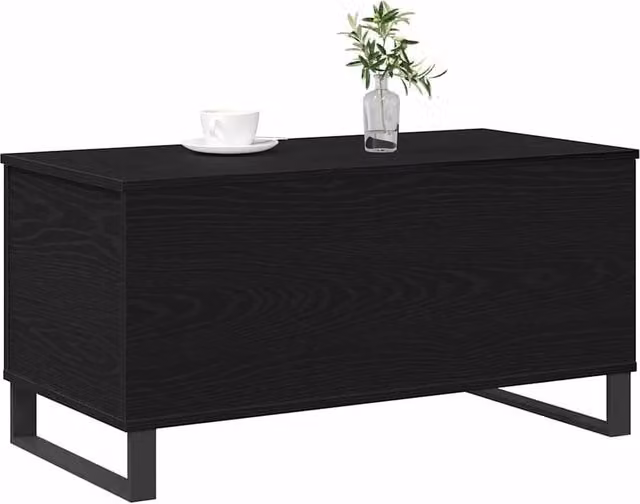 Berkfield Home Modern Rectangular Coffee Table in Black Oak, W/D/H: 90 x 44.5 x 45 cm