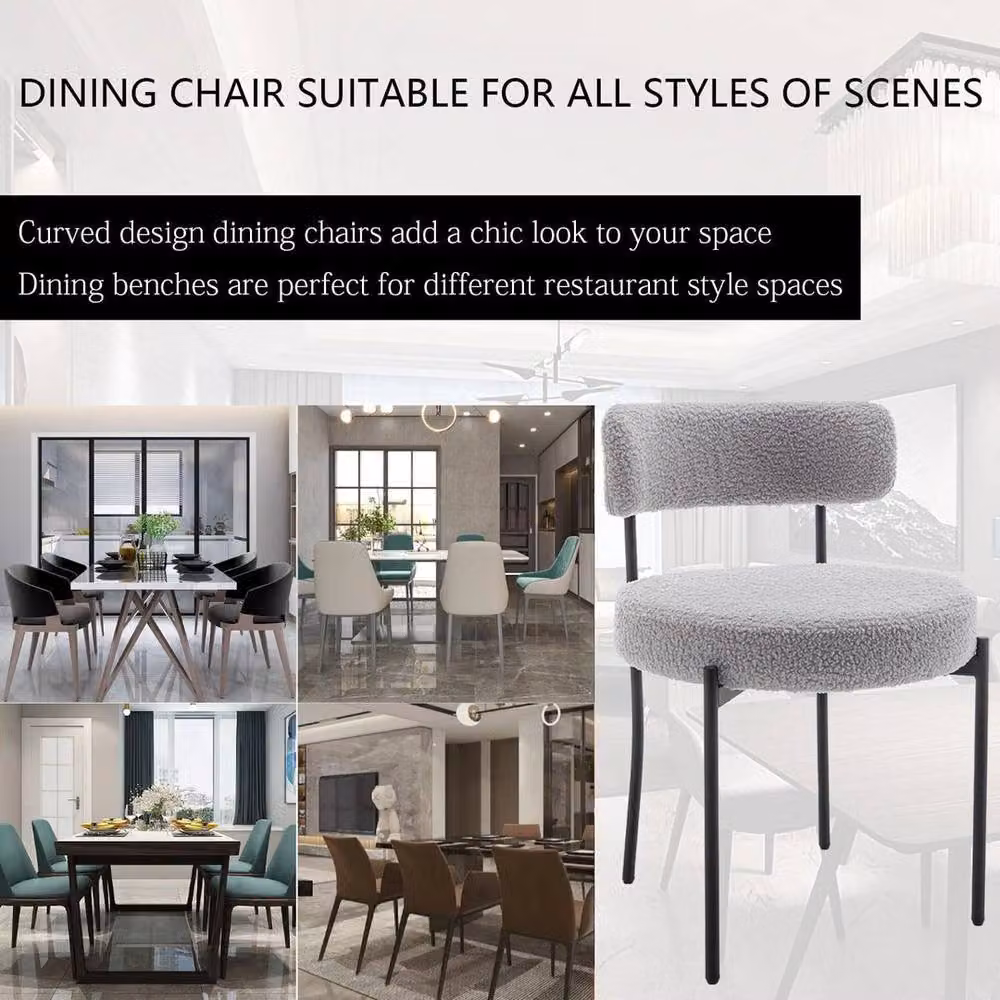 KORVIXA Set of 2 Grey Fabric Dining Chairs with Metal Legs – 3