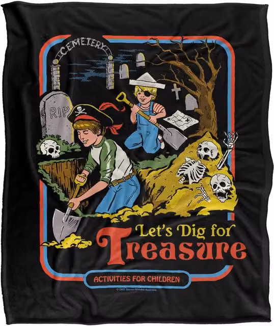 Steven Rhodes Let's Dig For Treasure Multicolour Fleece Throw Blanket W/D/H: 152 x 127 cm – 1