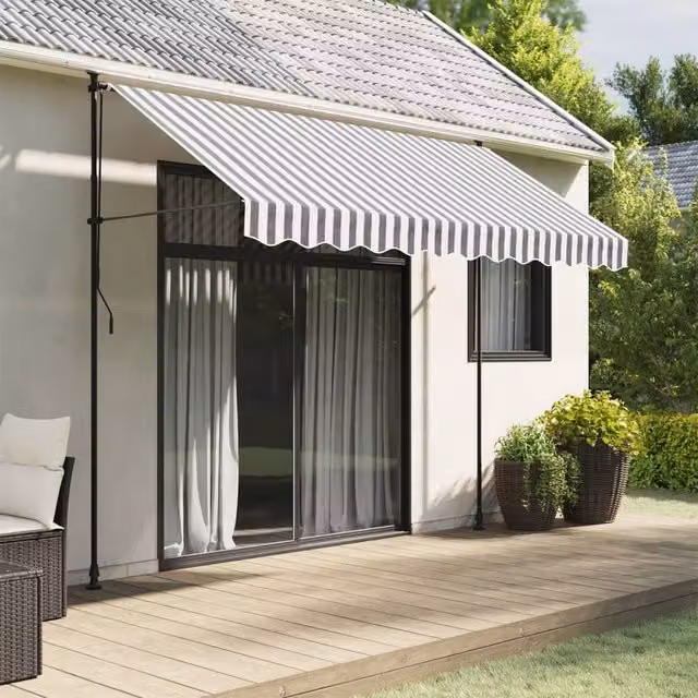 Berkfield Home Replacement Awning Valance Fabric, Anthracite and White Stripe, 3 m – 1