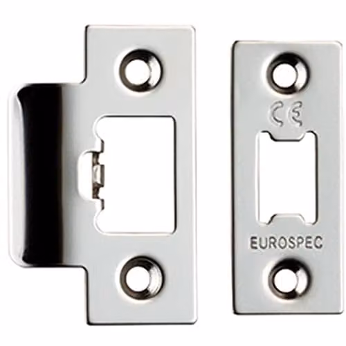 Loops Forend Strike and Fixing Pack for Tubular Latch in Bright Steel Chrome