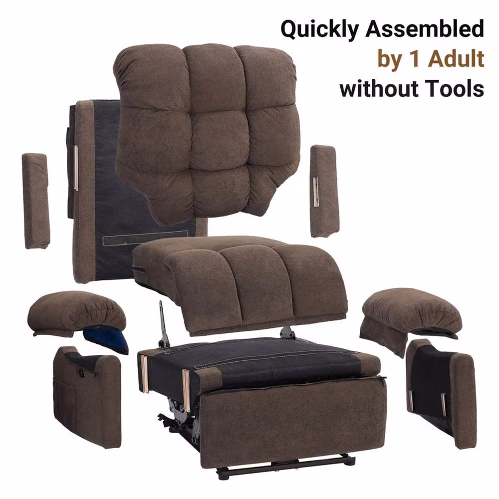 FORGEVIO Brown Fabric Recliner Armchair for Seniors – 3