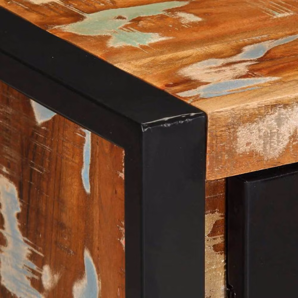 Berkfield Home Multicolour Industrial Sideboard in Reclaimed Solid Wood and Metal, W/D/H: 55 x 35 x 70 cm – 4