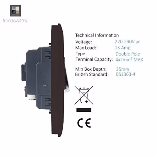 Trendi Switch 13 Amp Single Fused Spur with Flex Outlet in Dark Mocha Brown – 3