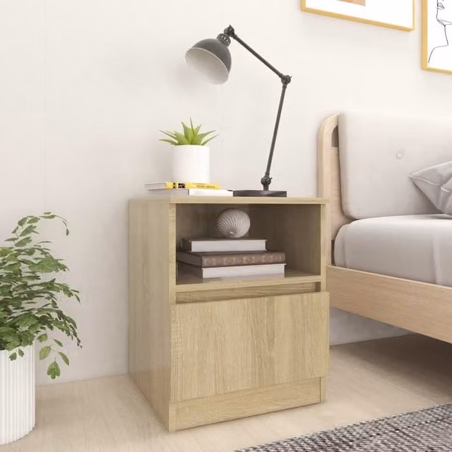 Berkfield Home Set of 2 Bedside Cabinets in Sonoma Oak Brown, W/D/H: 40 x 40 x 50 cm