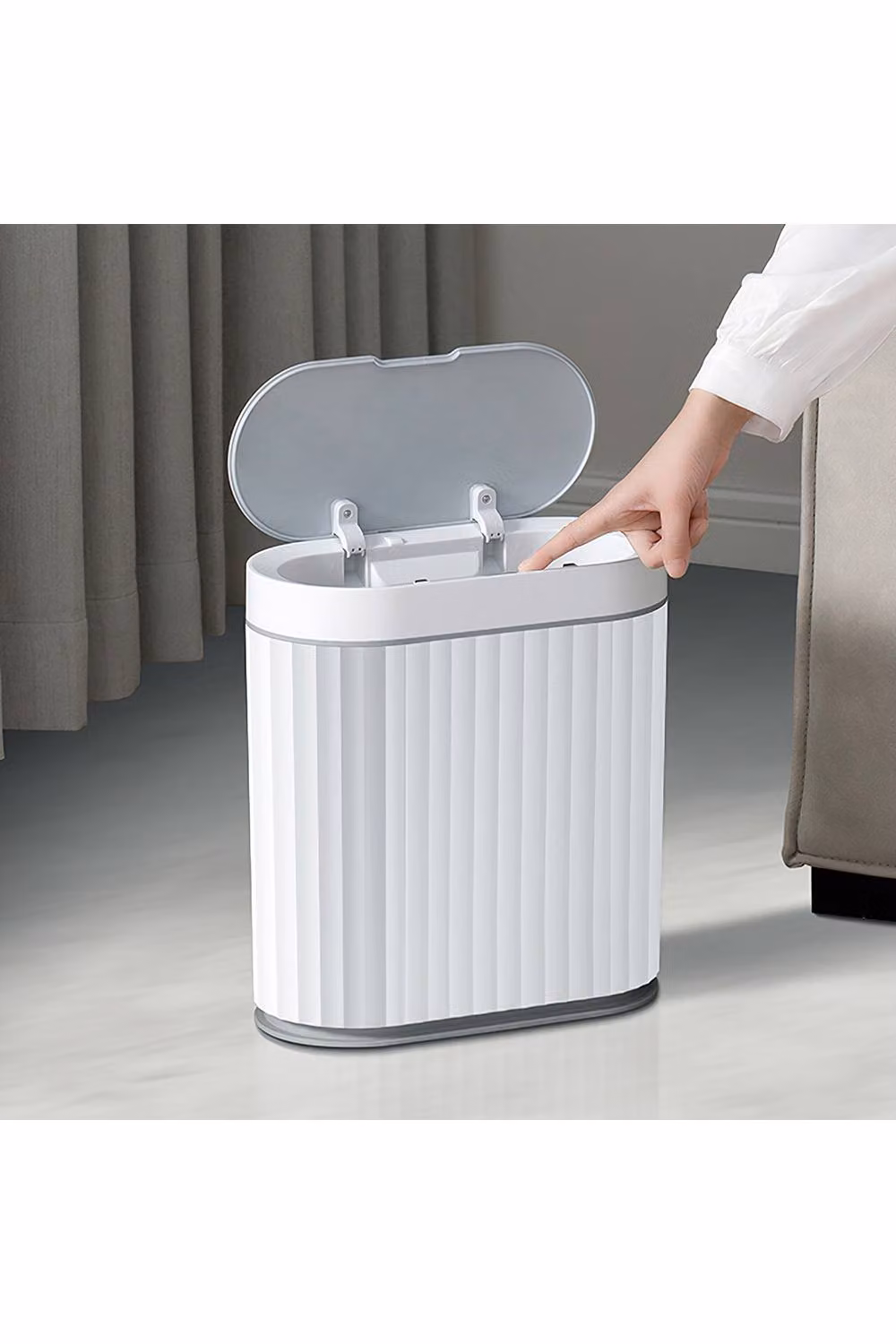 Living and Home Smart Sensor Rubbish Bin, Cool White, 9L – 2