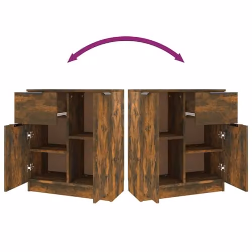 vidaXL Modern Smoked Oak Sideboard in Brown, W/D/H: 60 x 30 x 70 cm – 5