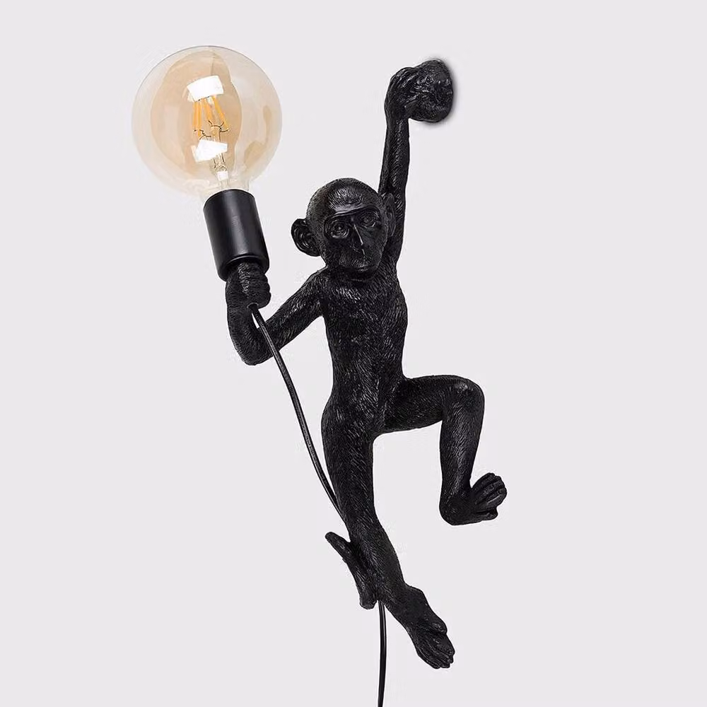 FORGEVIO Monkey Holding a Light Bulb Wall Light in Black – 2