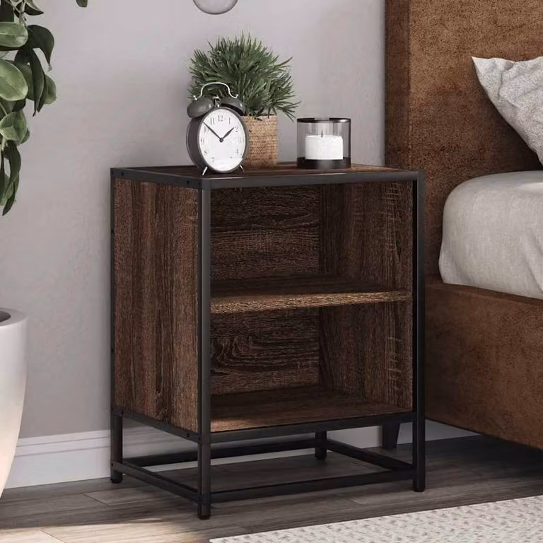 Berkfield Home Elegant Bedside Cabinets, 2 Piece Set in Brown Oak, W: 40 cm, D: 31 cm, H: 50 cm