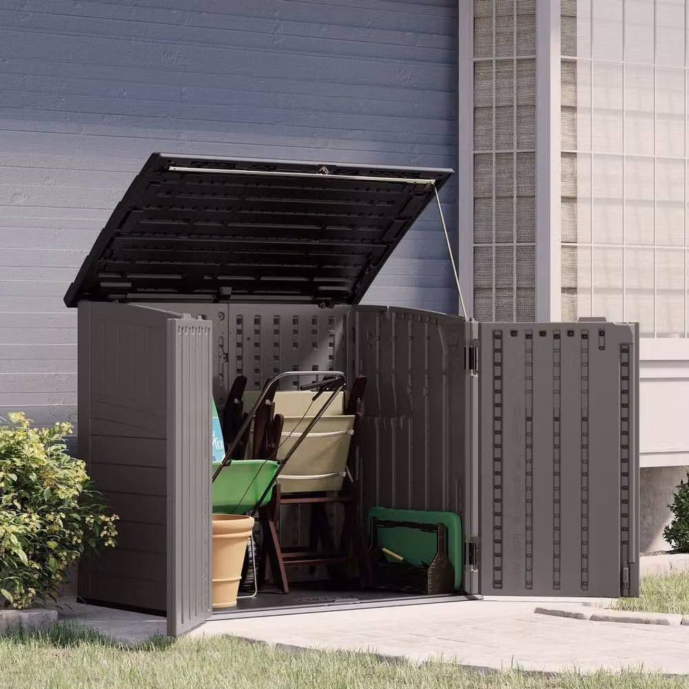 Sunfast Grey Resin Bin Store, W: 135 cm, D: 83 cm, H: 116 cm – 3