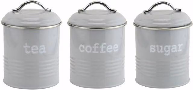 PAWNORA Airtight Metal and Stainless Steel Kitchen Storage Canisters in Grey – 1