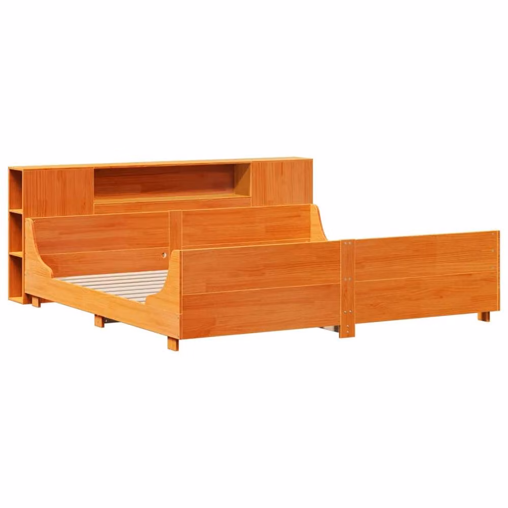 Berkfield Home Solid Wood Pine Bed Frame in Wax Brown, W/D/H: 200 x 200 cm – 3