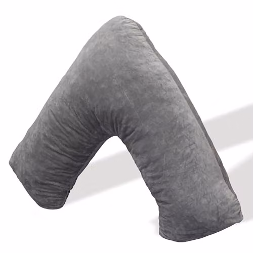 Aamira Grey Memory Foam Wedge Pillow with Adjustable Height and Removable Velvet Cover – 1